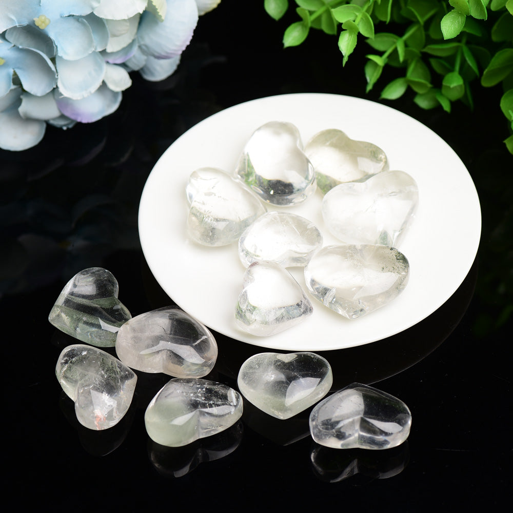 1.2"-1.5" Clear Quartz Heart Crystal Carving Bulk Wholesale Wholesale Crystals USA