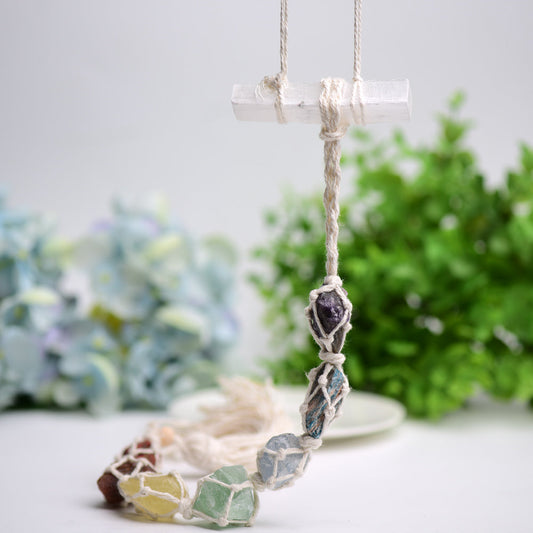 Chakra Raw Stone with Selenite Stick Crystal Hanging Wholesale Crystals USA