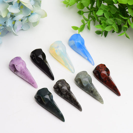 2.3"-2.5" Mixed Crystal Raven Skull Crystal Carving Bulk Wholesale  Crystals USA