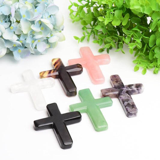 4.0" Mixed Crystal Cross Carving Bulk Wholesale  Crystals USA