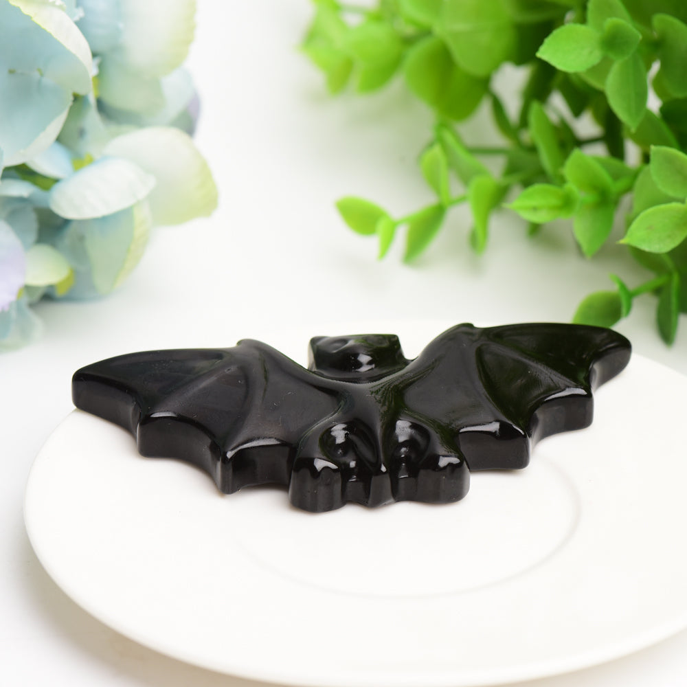 3.7" Black Obsidian Bat Carving Bulk Wholesale  Crystals USA