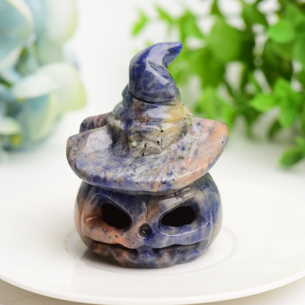 Crazy Lace Agate Pumpkin Crystal with Witch Hat | Crazy Lace deals Hat | Halloween Pumpkin | Lace Agate