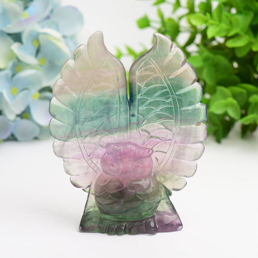 4.4" Rainbow Fluorite Owl Crystal Carving Bulk Wholesale  Crystals USA