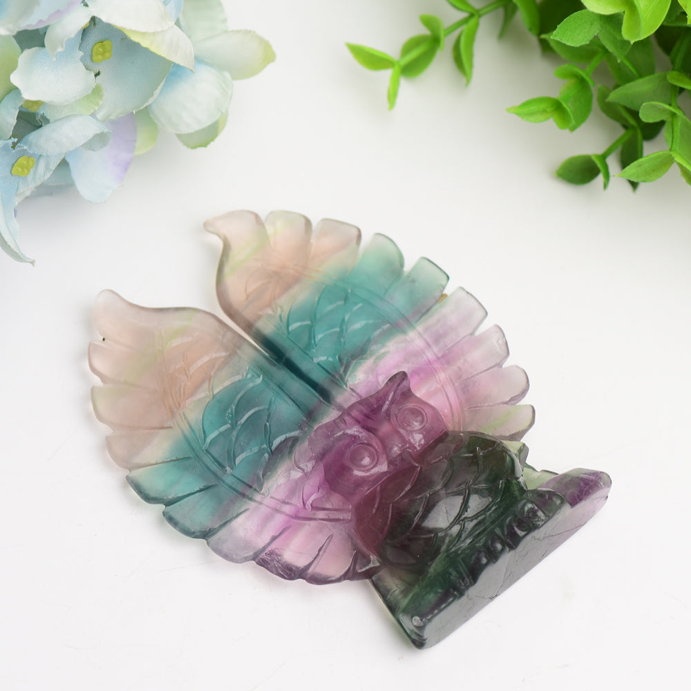 4.4" Rainbow Fluorite Owl Crystal Carving Bulk Wholesale  Crystals USA