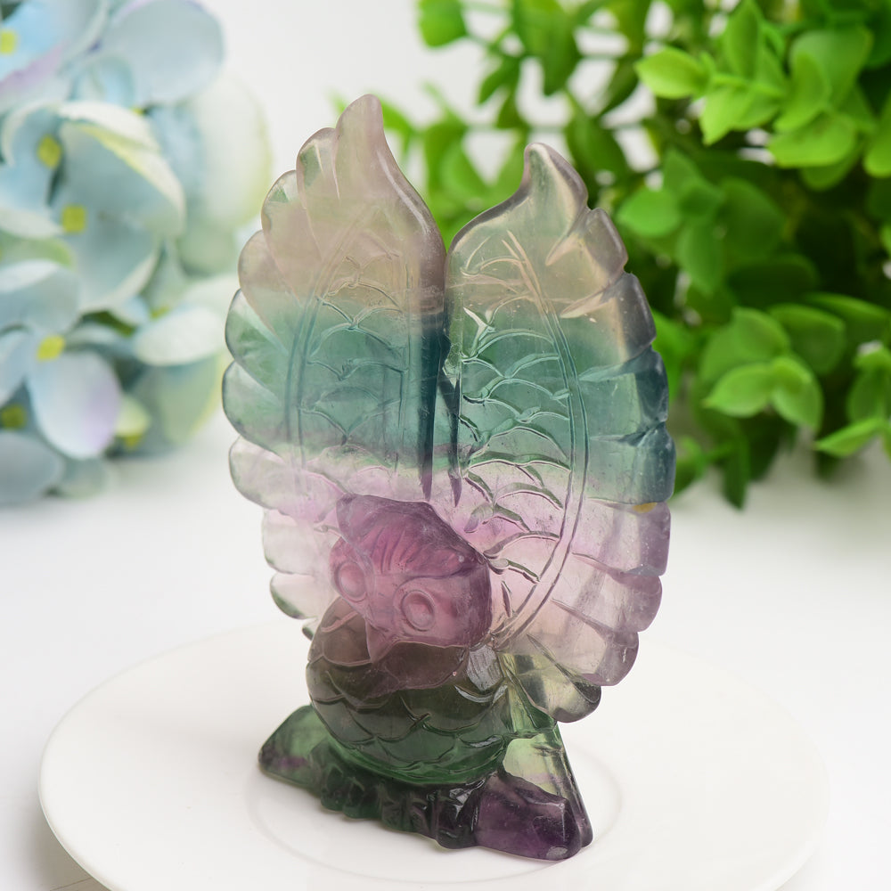 4.4" Rainbow Fluorite Owl Crystal Carving Bulk Wholesale  Crystals USA