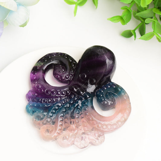 3.3" Rainbow Fluorite Octopus Crystal Carving Bulk Wholesale  Crystals USA