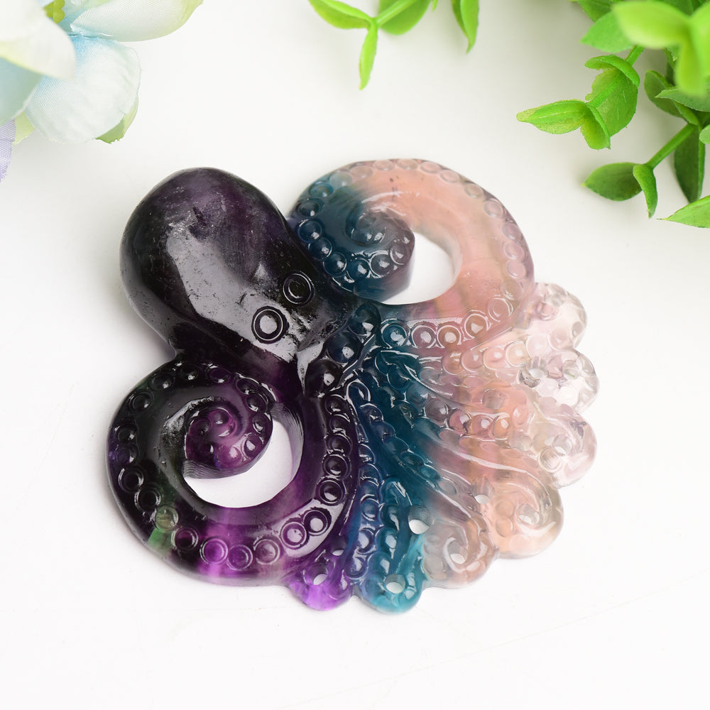 3.3" Rainbow Fluorite Octopus Crystal Carving Bulk Wholesale  Crystals USA