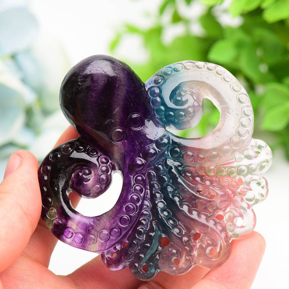 3.3" Rainbow Fluorite Octopus Crystal Carving Bulk Wholesale  Crystals USA