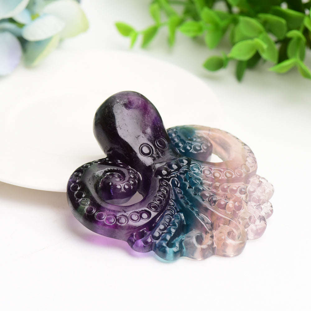 3.3" Rainbow Fluorite Octopus Crystal Carving Bulk Wholesale  Crystals USA