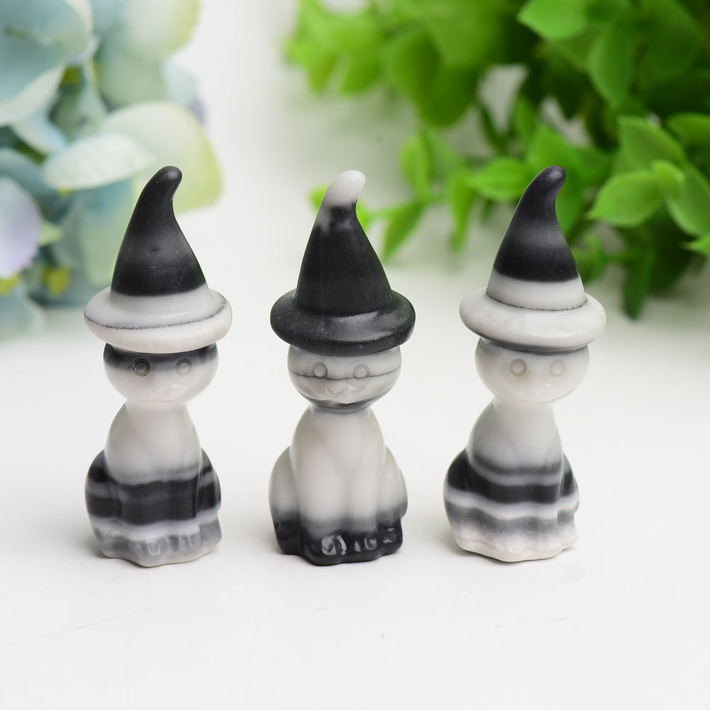 2.35" Taiji Stone Cat with Wizard Hat Crystal Carving Bulk Wholesale  Crystals USA