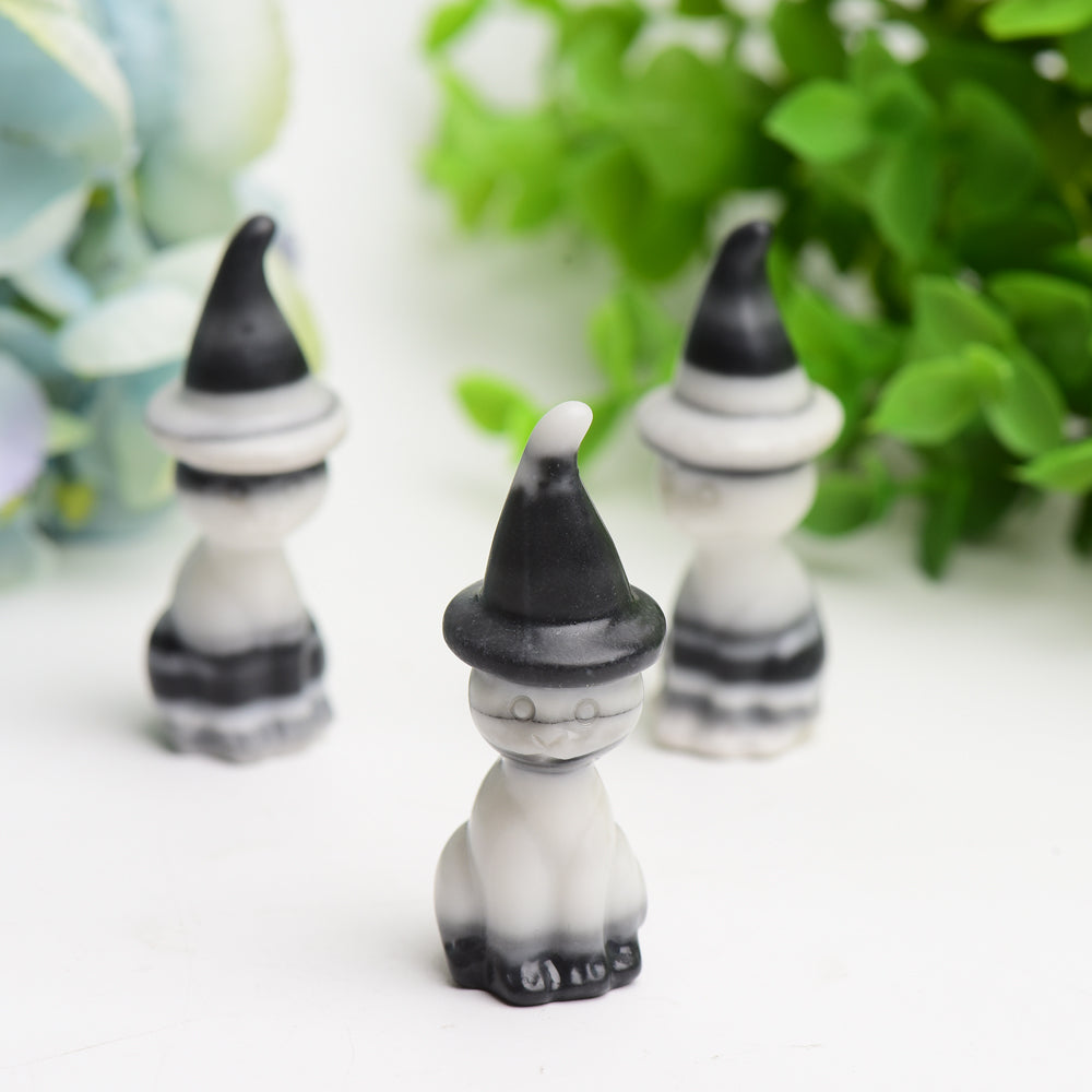 2.35" Taiji Stone Cat with Wizard Hat Crystal Carving Bulk Wholesale  Crystals USA