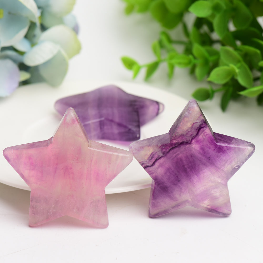 2.0" Purple Fluorite Star Crystal Carving Bulk Wholesale  Crystals USA