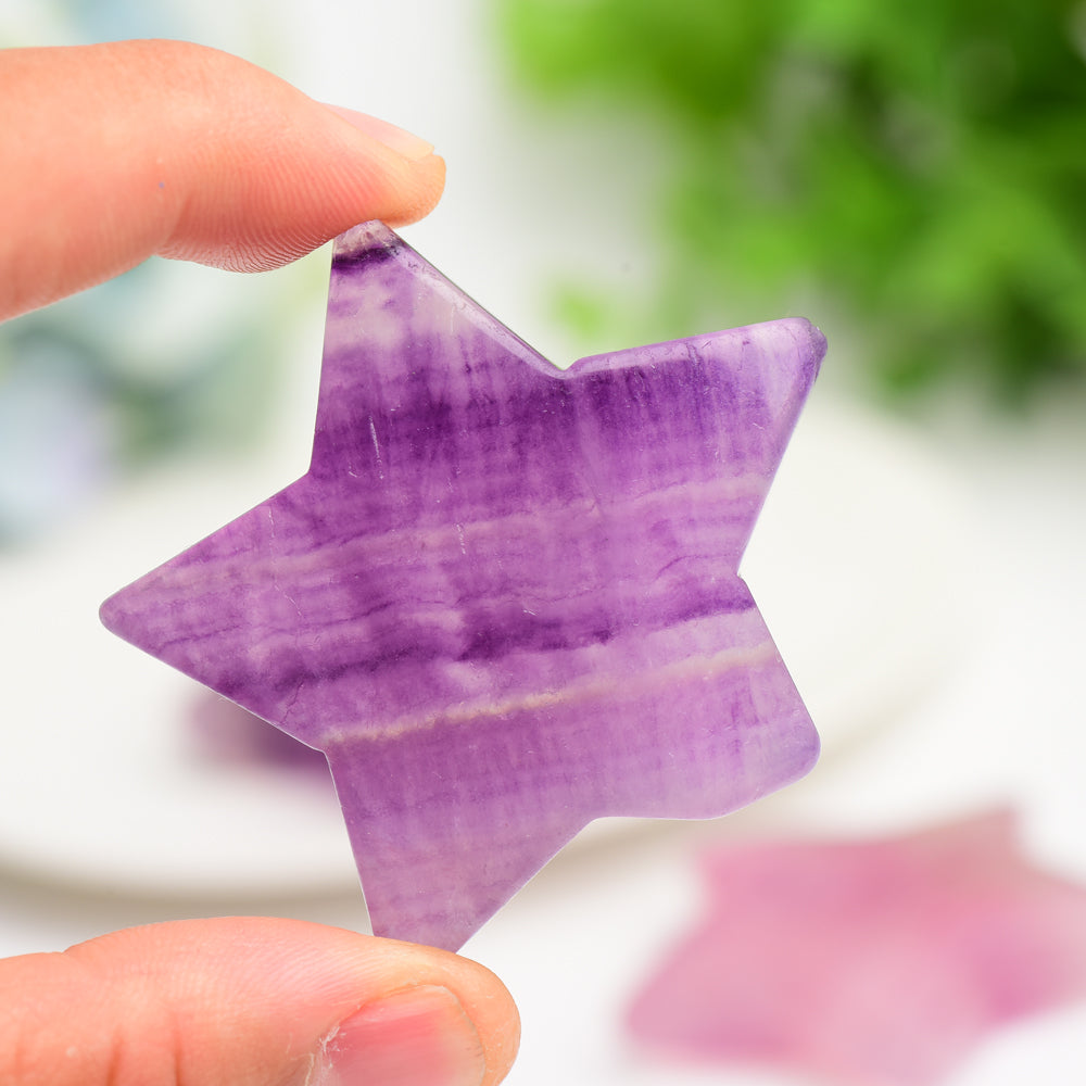 2.0" Purple Fluorite Star Crystal Carving Bulk Wholesale  Crystals USA