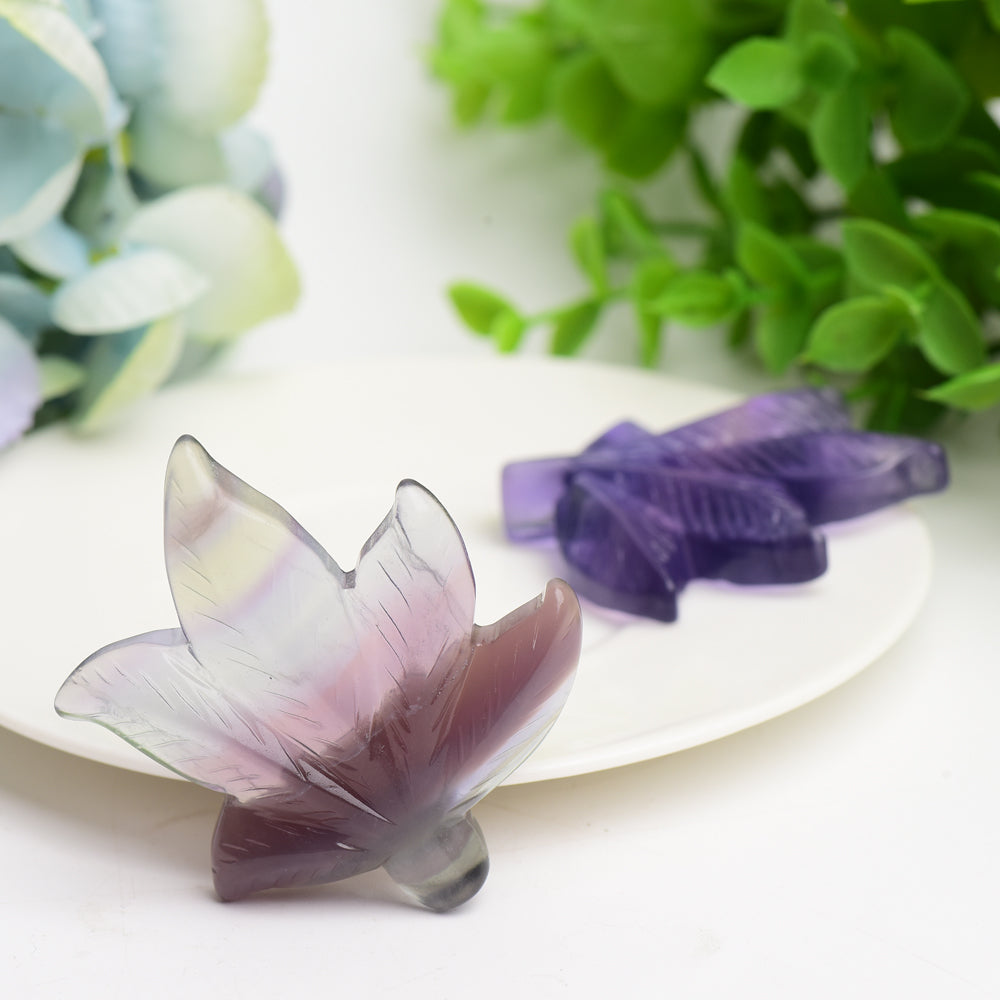 2.3" Fluorite Maple Leaf Crystal Carving Bulk Wholesale  Crystals USA