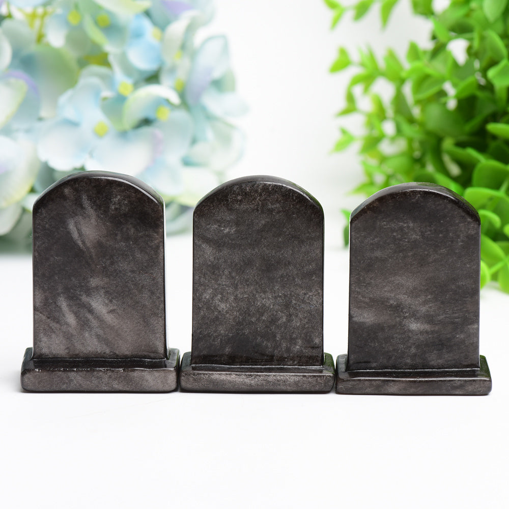 2.5" Silver Obsidian Tombstone Crystal Carving Bulk Wholesale  Crystals USA