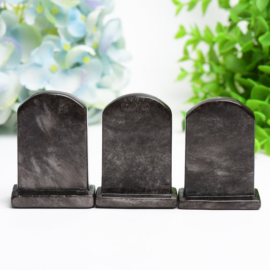 2.5" Silver Obsidian Tombstone Crystal Carving Bulk Wholesale  Crystals USA