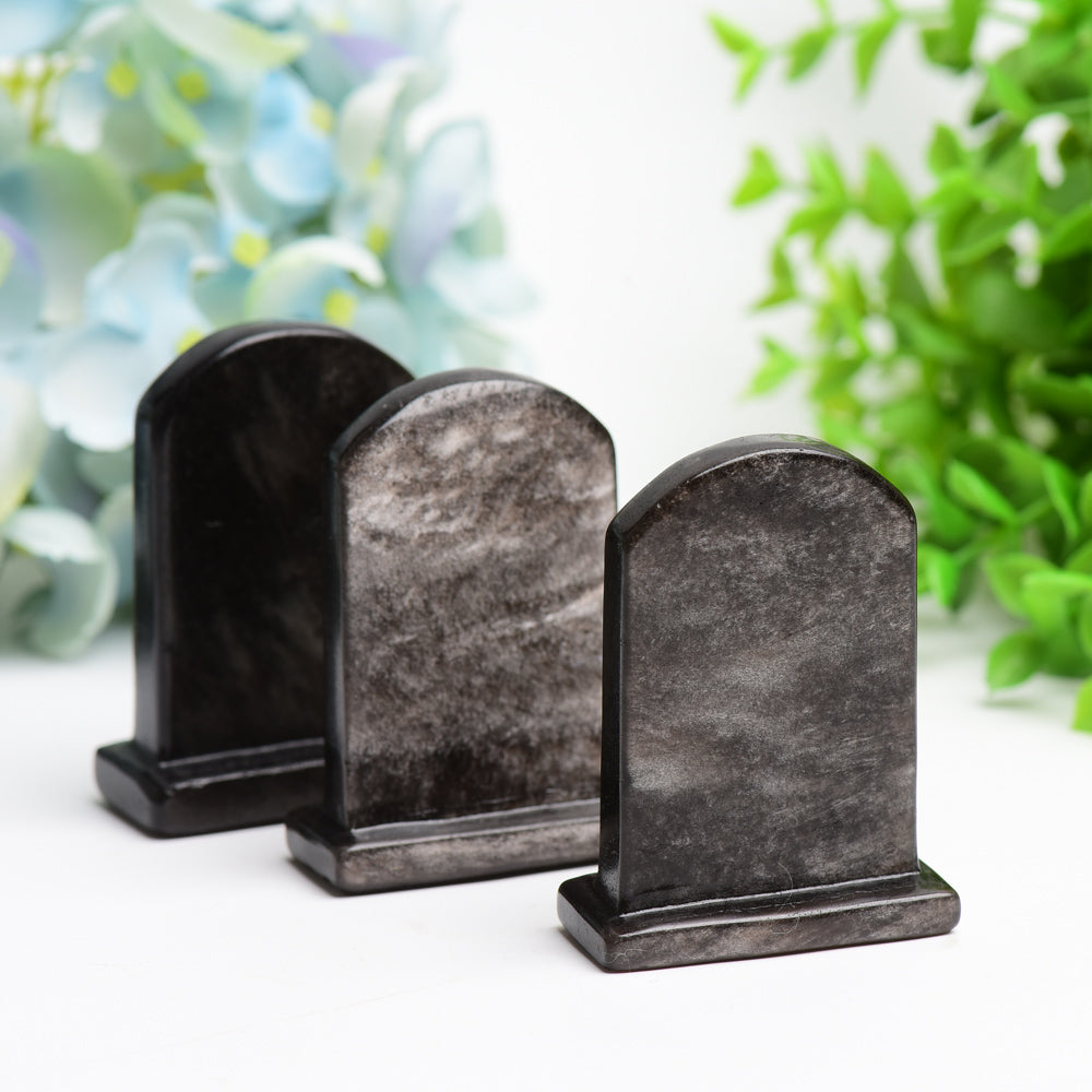 2.5" Silver Obsidian Tombstone Crystal Carving Bulk Wholesale  Crystals USA