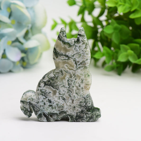 3.2" Moss Agate Cat Slab Crystal Carving Bulk Wholesale  Crystals USA