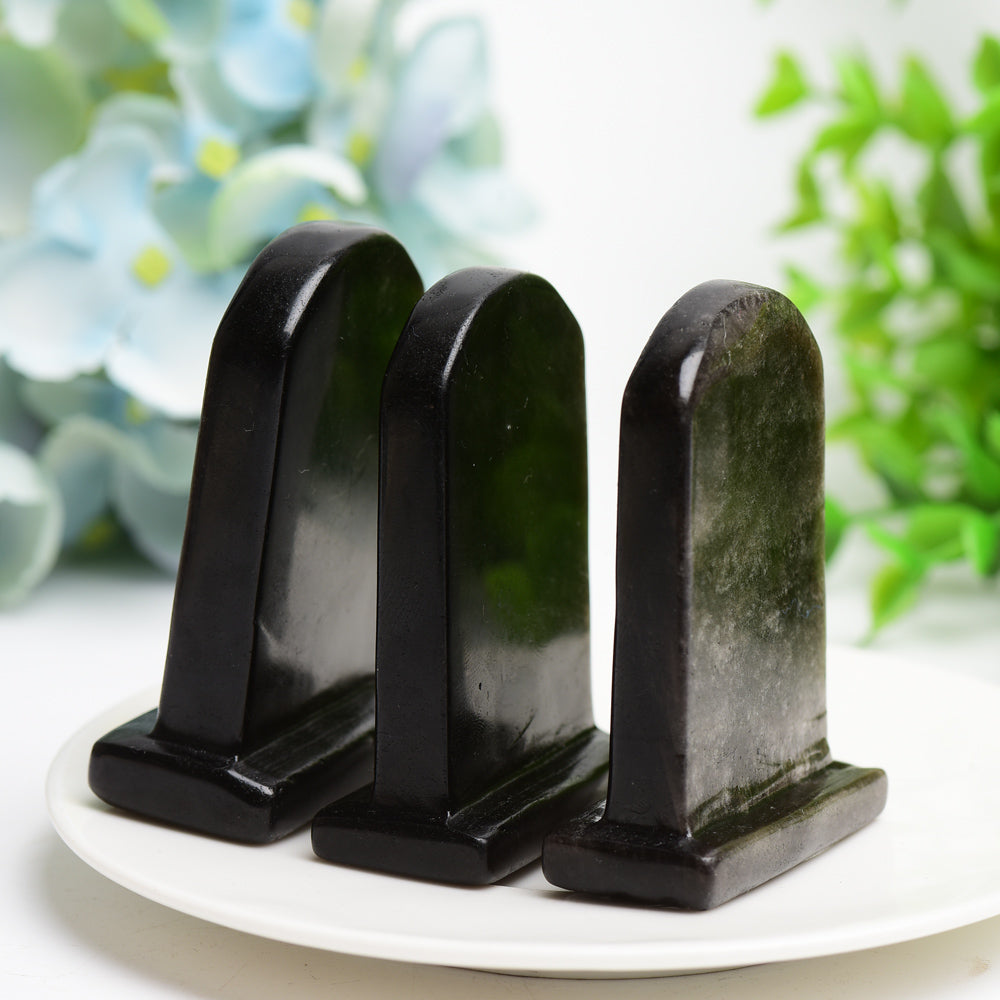 2.5" Silver Obsidian Tombstone Crystal Carving Bulk Wholesale  Crystals USA