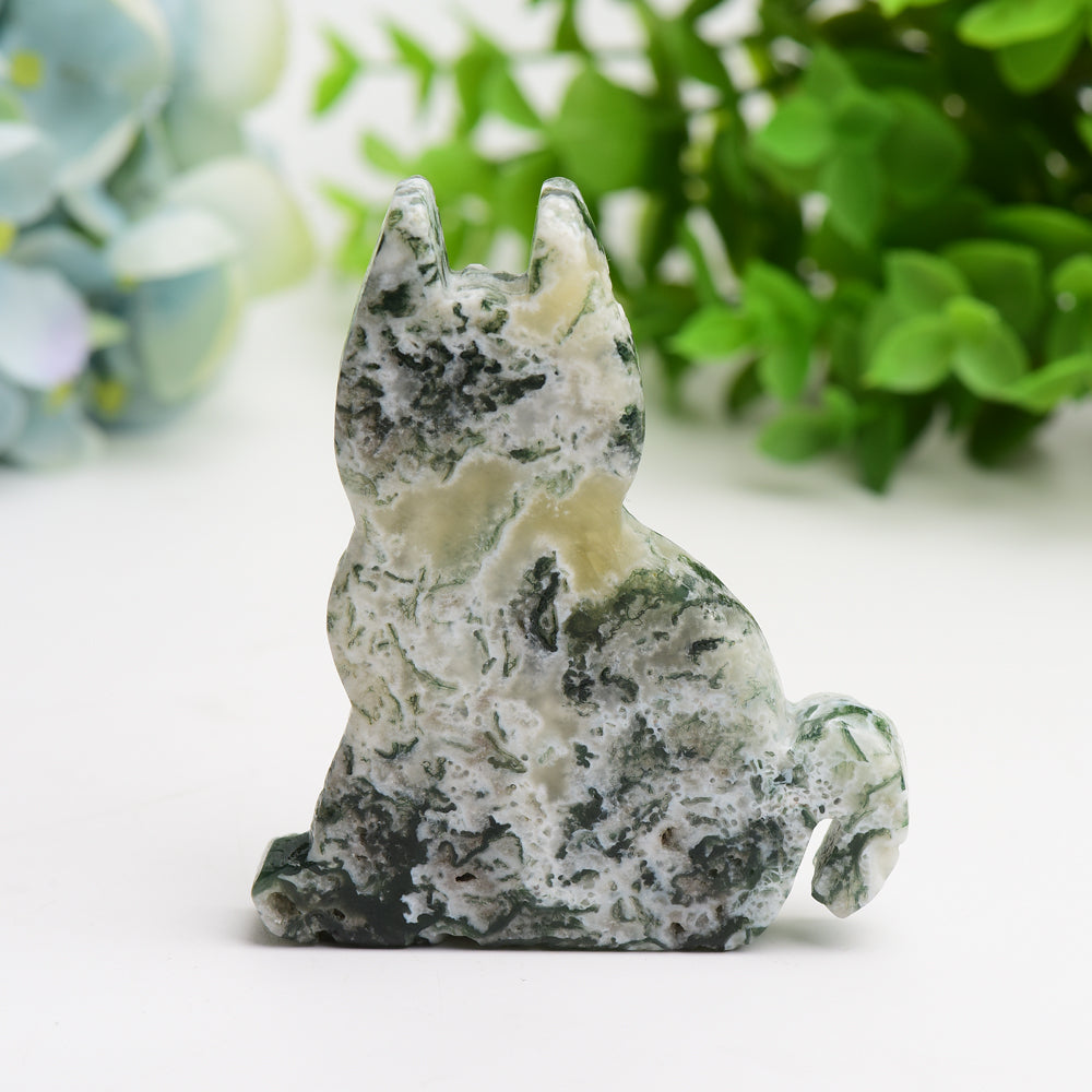 3.2" Moss Agate Cat Slab Crystal Carving Bulk Wholesale  Crystals USA