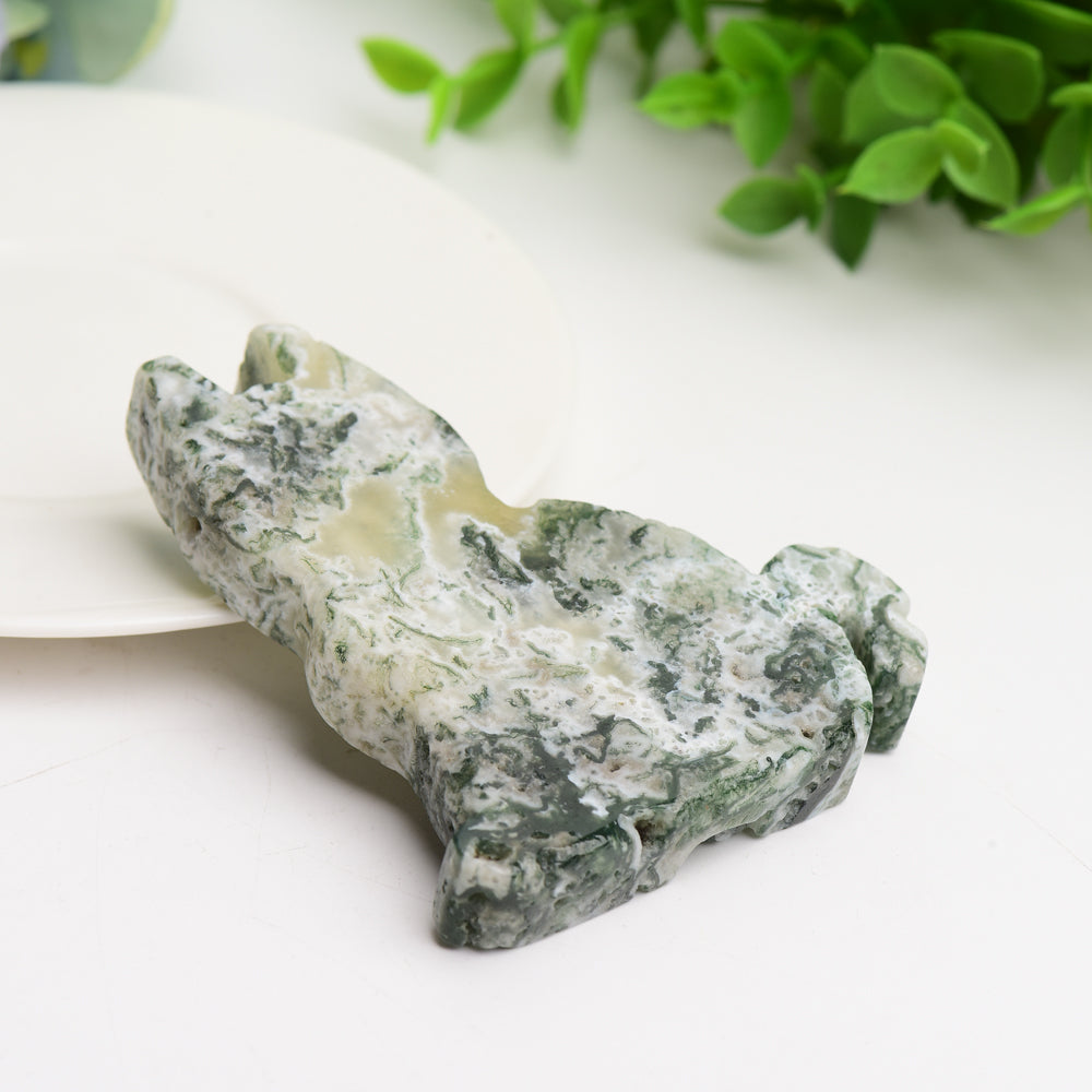 3.2" Moss Agate Cat Slab Crystal Carving Bulk Wholesale  Crystals USA