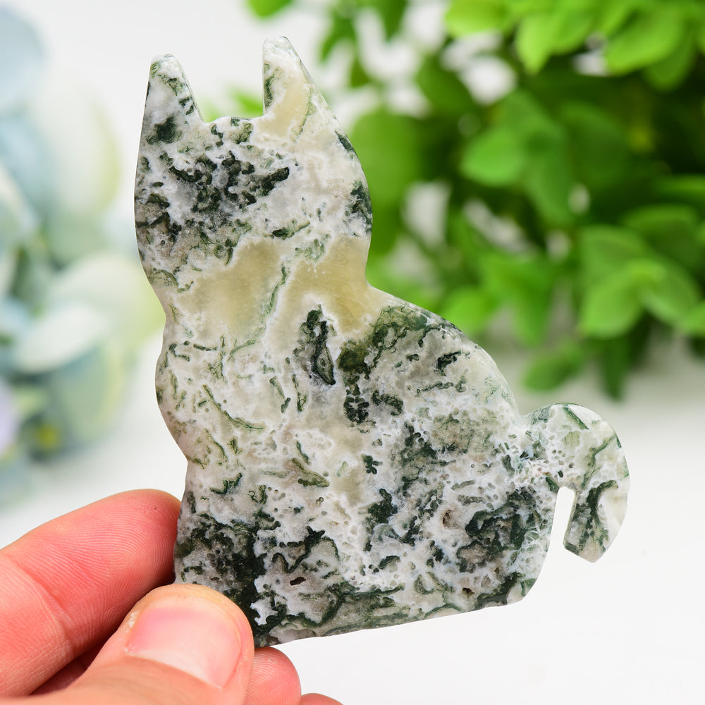 3.2" Moss Agate Cat Slab Crystal Carving Bulk Wholesale  Crystals USA