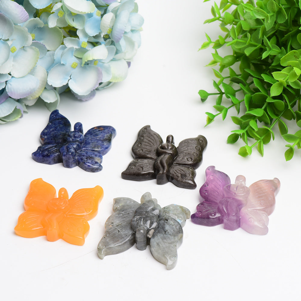 2.5" Mixed Crystal Buterfly Fairy Crystal Carving Bulk Wholesale  Crystals USA