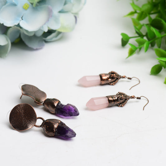 Amethyst Rose Quartz Crystal Earrings Bulk Wholesale  Crystals USA