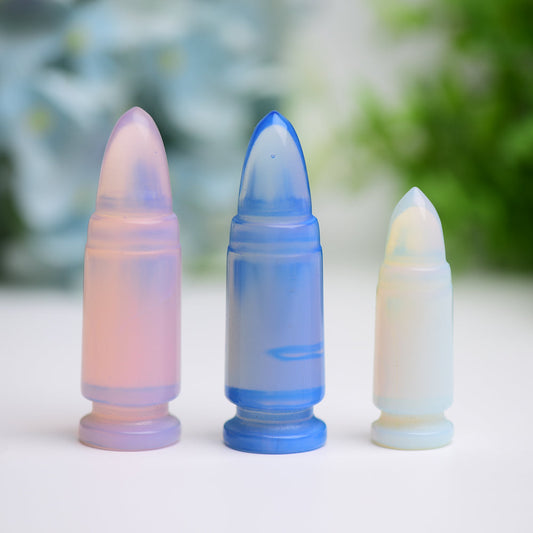 2.0"-2.7" Blue Pink Opalite Bullet Crystal Carving Wholesale Crystals USA