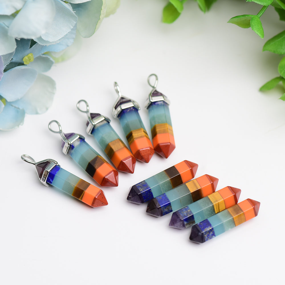 1.2" Mini Chakra DT Point Crystal Pendant Wholesale Crystals USA