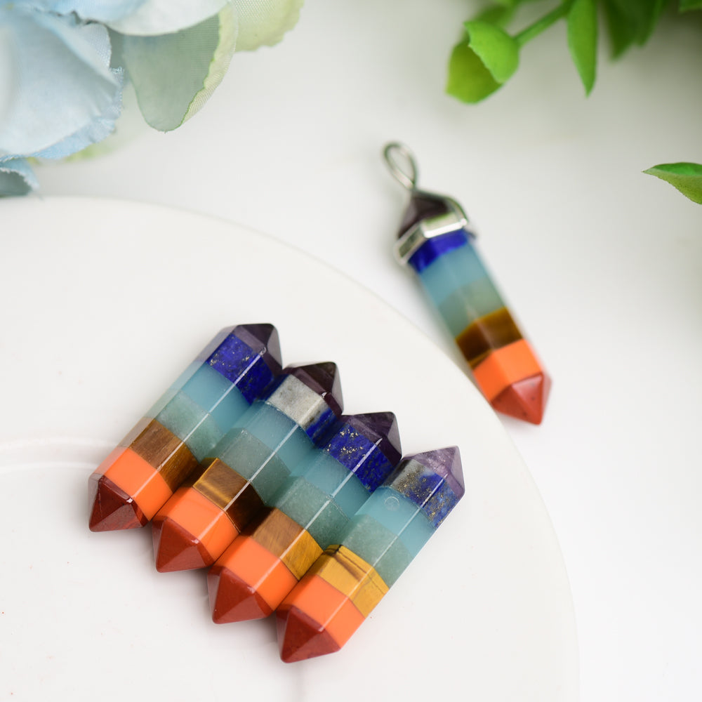 1.2" Mini Chakra DT Point Crystal Pendant Wholesale Crystals USA