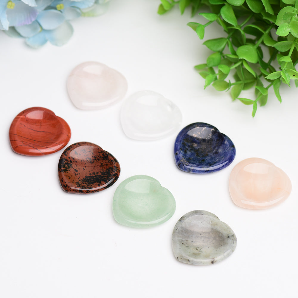 1.5" Mixed Crystal Heart Shape Worry Stone Wholesale Crystals USA