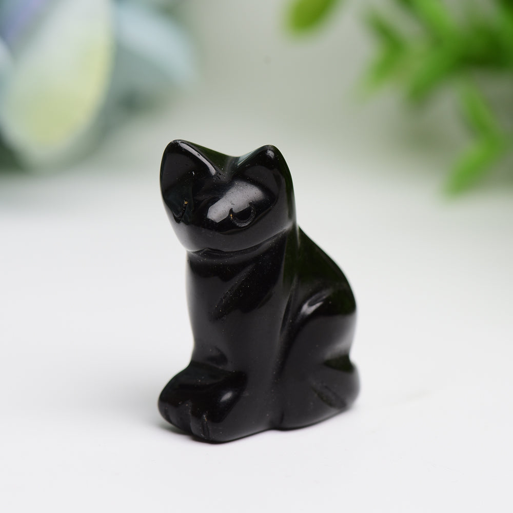 1.5" Mixed Crystal Cat Animal Crystal Carving Wholesale Crystals USA