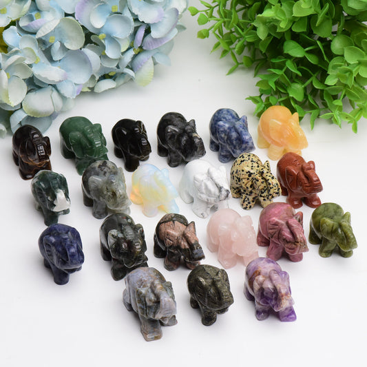 2.0" Mixed Crystal Elephant Animal Crystal Carving Wholesale Crystals USA