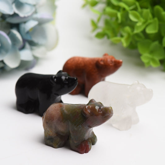 2.2" Mixed Crystal Bear Crystal Carving Bulk Wholesale Wholesale Crystals USA