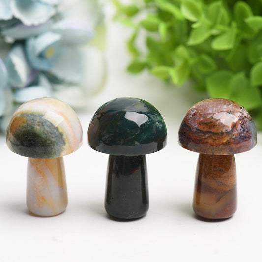 1.9" Ocean Jasper Mushroom Crystal Carving Bulk Wholesale Wholesale Crystals USA