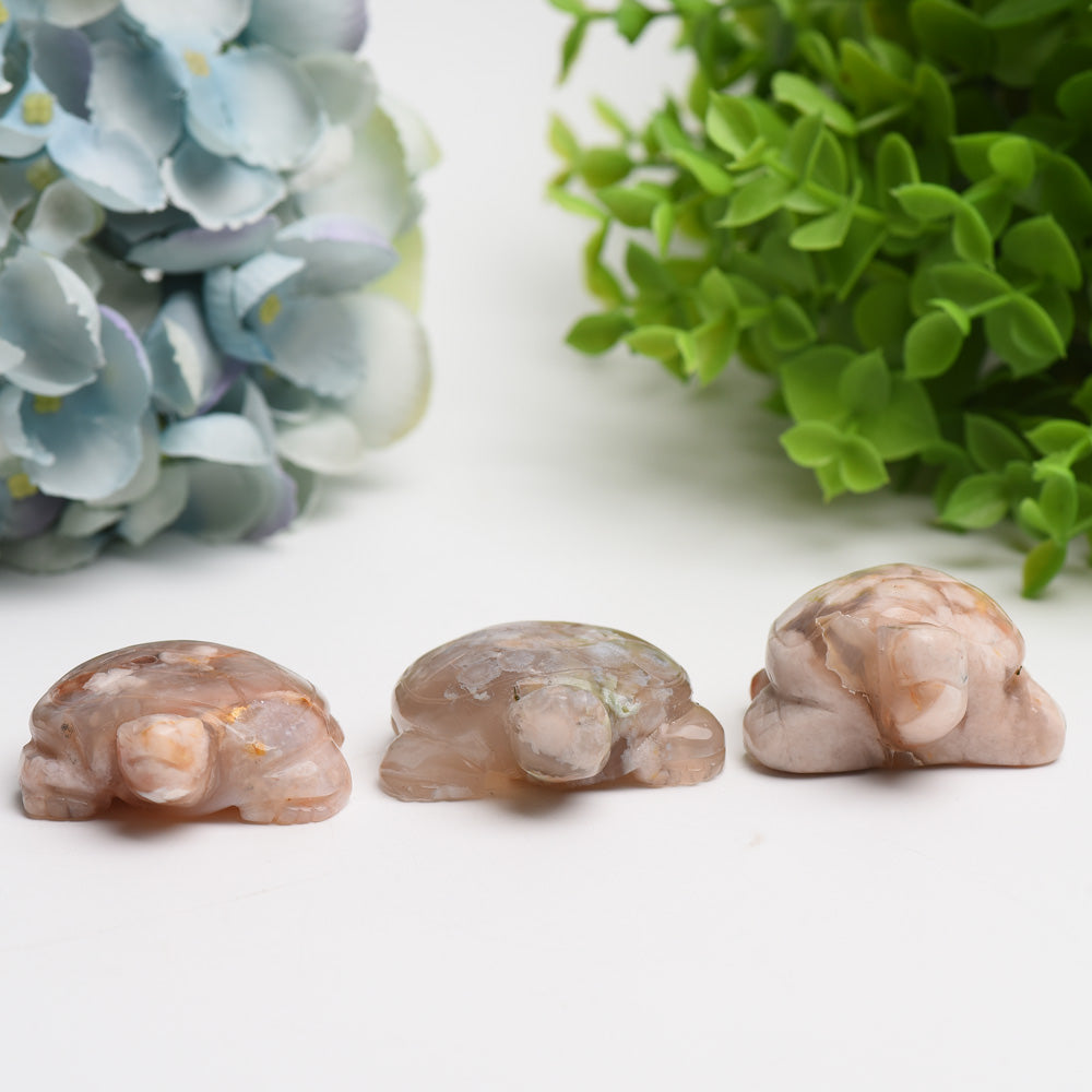 2.0" Flower Agate Turtle Crystal Carving Bulk Wholesale Wholesale Crystals USA