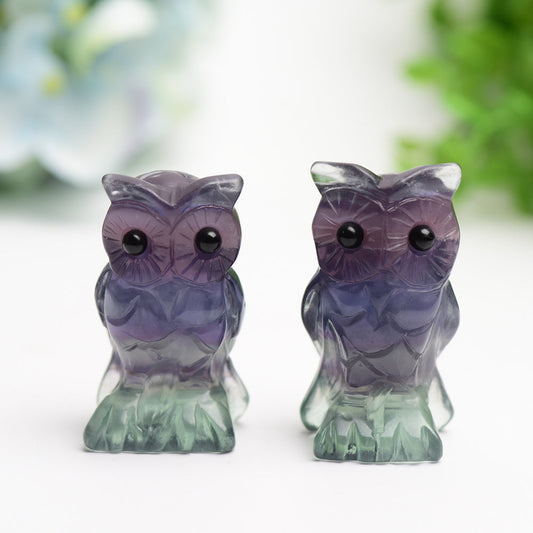 2.4" Rainbow Fluorite Owl Carving Bulk Wholesale  Crystals USA