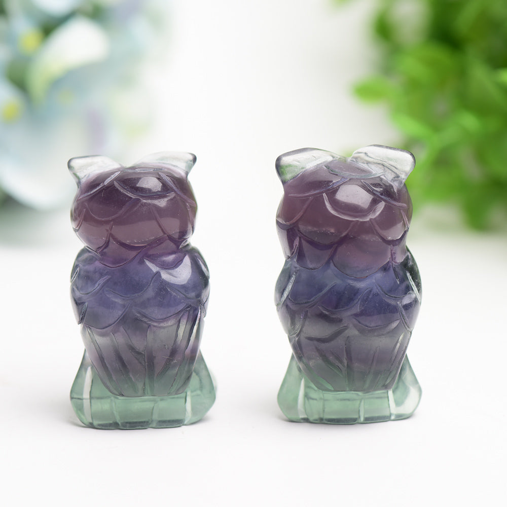 2.4" Rainbow Fluorite Owl Carving Bulk Wholesale  Crystals USA