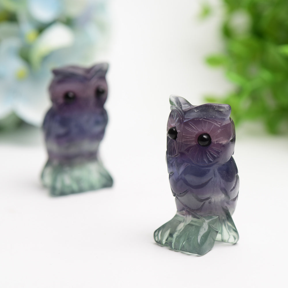 2.4" Rainbow Fluorite Owl Carving Bulk Wholesale  Crystals USA