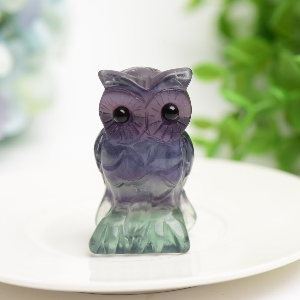 2.4" Rainbow Fluorite Owl Carving Bulk Wholesale  Crystals USA