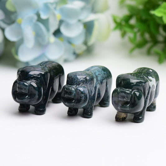 2.1" Moss Agate Pig Animal Crystal Carving Wholesale Crystals USA