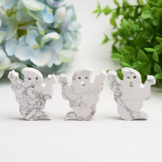 2.0" Howlite Ghost Carving for Halloween Decor Bulk Wholesale  Crystals USA