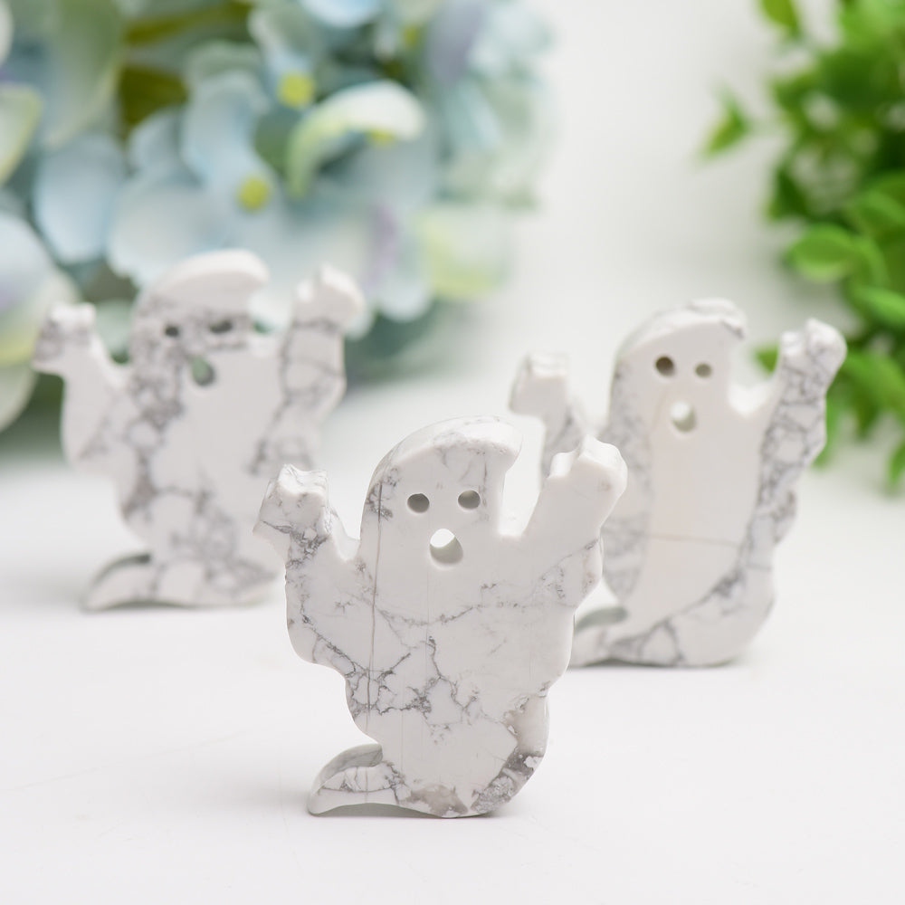 2.0" Howlite Ghost Carving for Halloween Decor Bulk Wholesale  Crystals USA