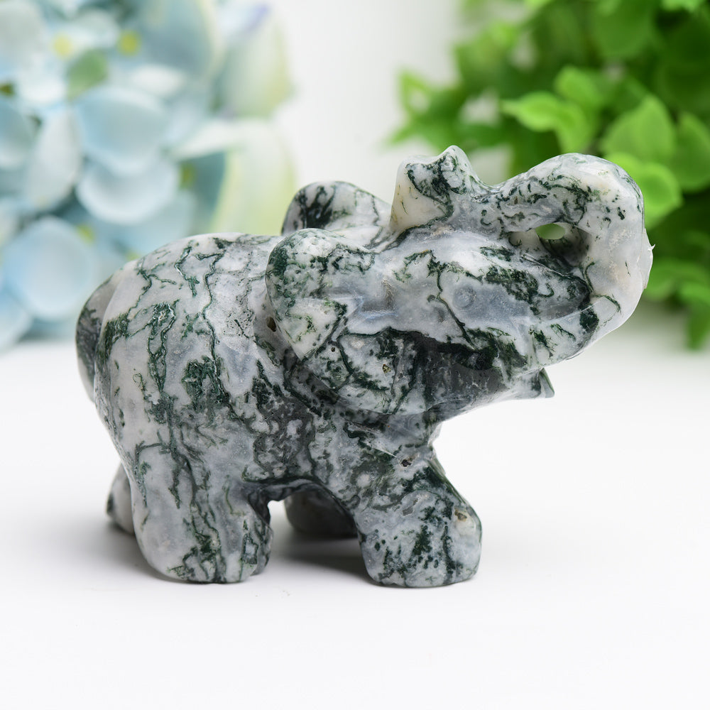 4.0" Mixed Crystal Elephant Animal Crystal Carving Wholesale Crystals USA