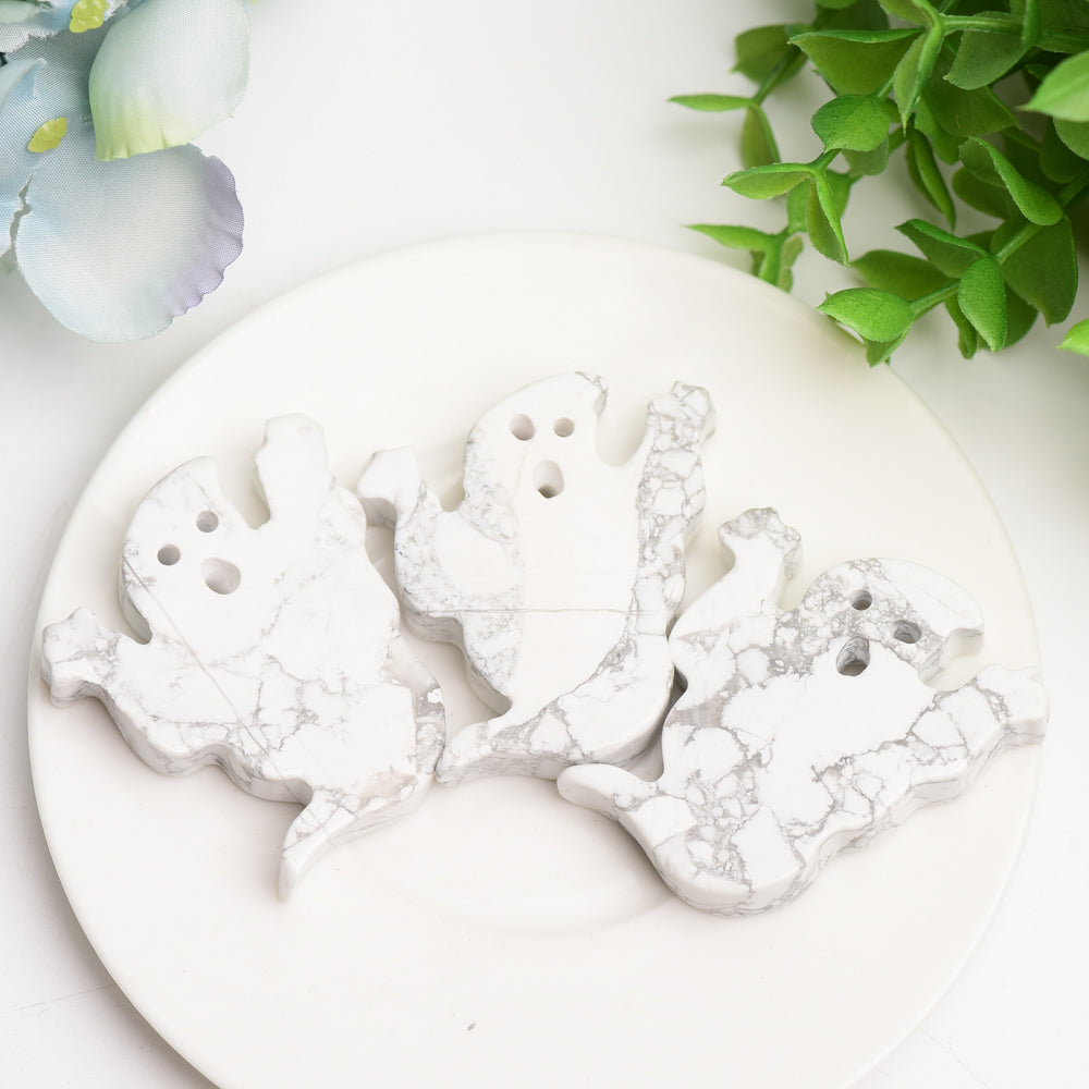 2.0" Howlite Ghost Carving for Halloween Decor Bulk Wholesale  Crystals USA