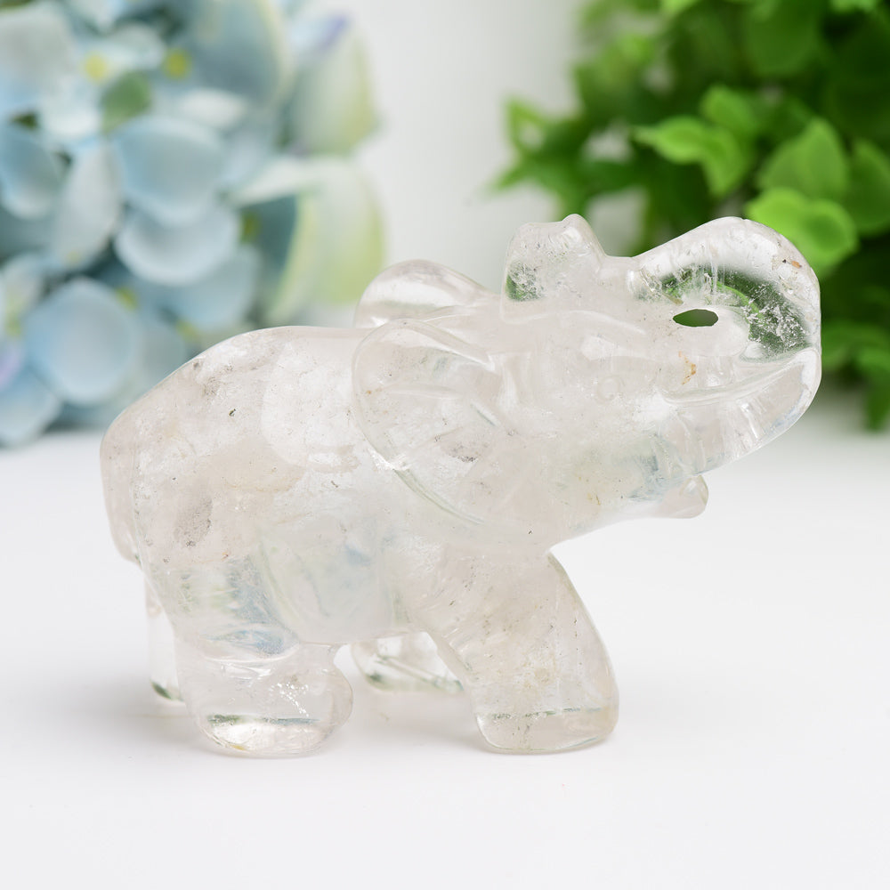 4.0" Mixed Crystal Elephant Animal Crystal Carving Wholesale Crystals USA