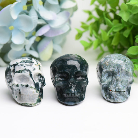 2.0" Moss Agate Crystal Skull Bulk Wholesale Wholesale Crystals USA
