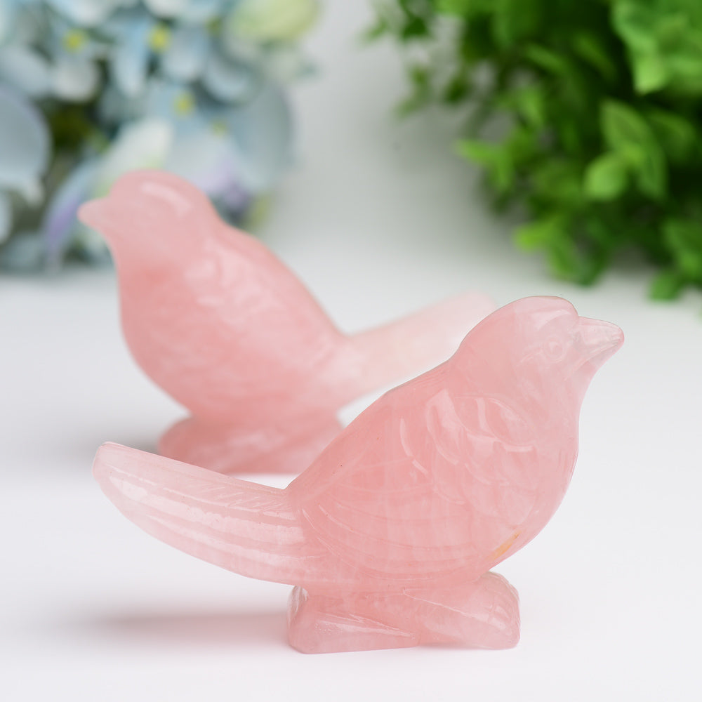 3.5" Rose Quartz Bird Crystal Carving Bulk Wholesale Wholesale Crystals USA