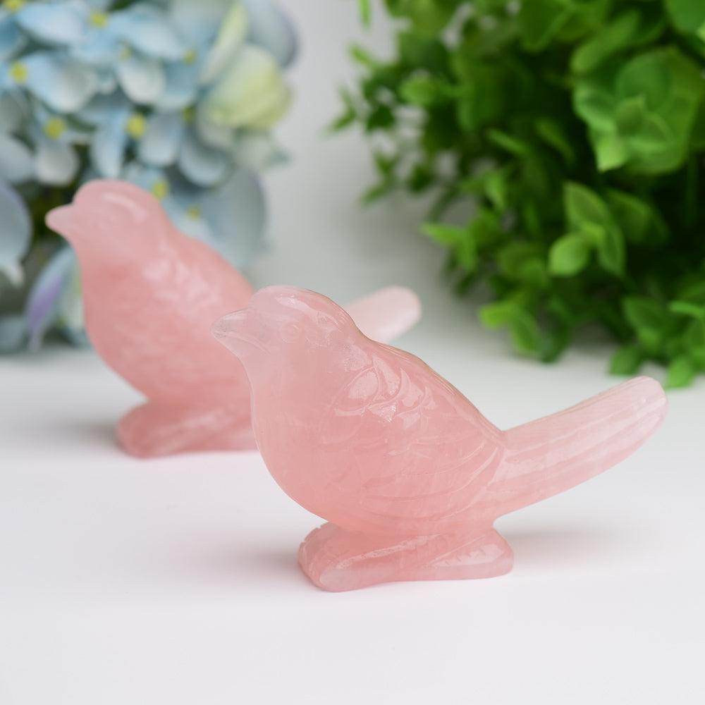 3.5" Rose Quartz Bird Crystal Carving Bulk Wholesale Wholesale Crystals USA